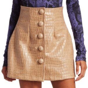 Andamane Erin Croc-Embossed Mini Skirt